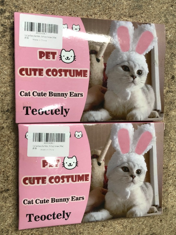 Photo 2 of  Cute Cat Bunny Ears Headband Pet Plush Hat for Cats & Small Dogs Party Costume Halloween Party Puppy Accessory Headwear 2 pack