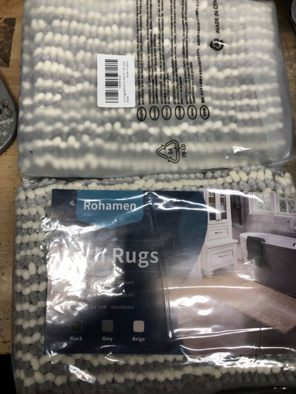 Photo 1 of 2 Grey Bath Rug for Bathroom, Extra Soft and Absorbent Non Slip Shaggy Bath Mat, Machine Washable Luxury Chenille Plush Rugs,16" x 24 16" x 24" Grey