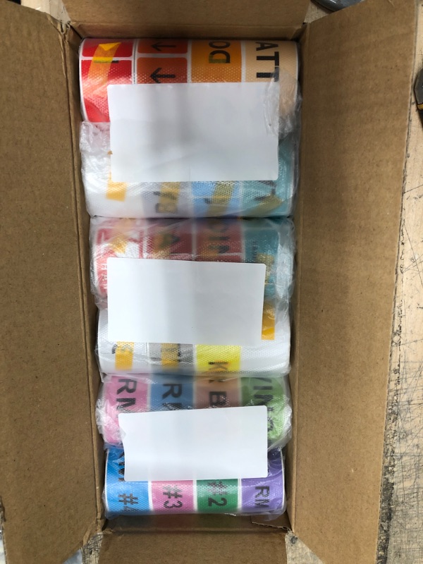 Photo 2 of JinyaPack Moving Labels Color Coded 1440 Count, 21 Different Packing Supplies for Moving Boxes Stickers + 1 Roll Fragile Sticker + 2 Roll Blank Labels for Customized Moving Stickers 1" x 4.5" Moving | 24 Rolls
