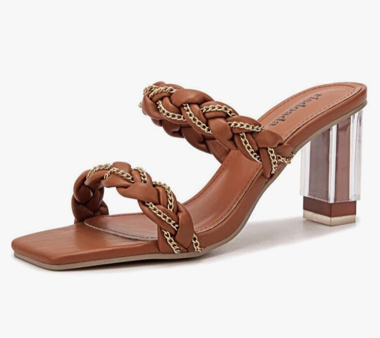 braided block heel sandals