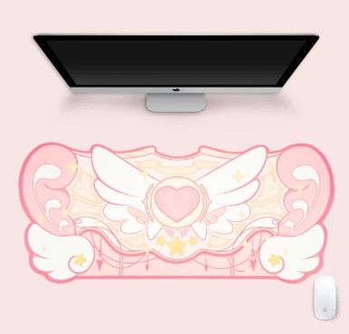 Photo 1 of GeekShare Cute Mouse Pad Desk Pad Protector - Large Non-Slip Rubber Base Desk Mat for Keyboard and Mouse, Perfect for Gaming, Writing, or Home Office Work -- Stars Wings