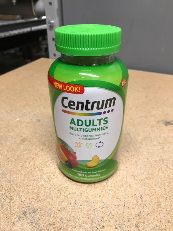 Photo 2 of Centrum MultiGummies Gummy Multivitamin for Adults, Multivitamin/Multimineral Supplement with Vitamins D, B and E, Assorted Fruit Flavor - 180 Count Fruit 180 Count (Pack of 1)