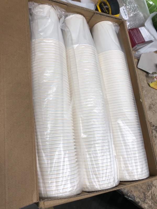 Photo 2 of [300 Pack]8 oz Paper Cups,White Disposable Coffee Cups,Hot/Cold Beverage Drinking Cups for Water, Juice White 8 oz