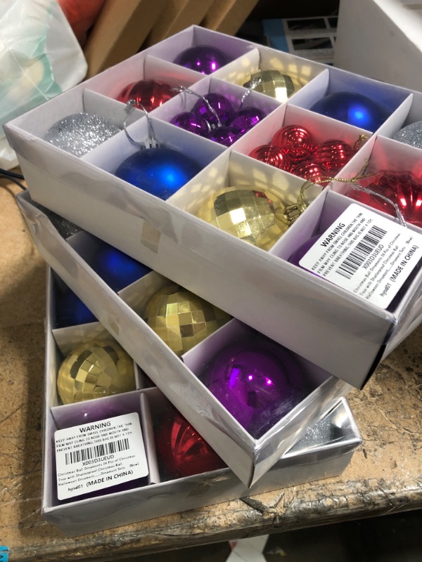 Photo 3 of 3 pack bundle of Christmas Ball Ornaments for Christmas Tree? Shatterproof Christmas Ball Ornament with Hooks, 2.4-inch and 1.2-inch Red, Gold, Silver, Purple and Blue 26 Pcs Christmas Ornament Multi Colors Sets 60mm