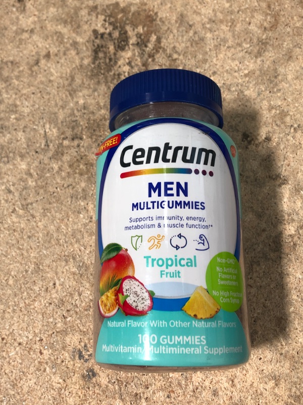 Photo 2 of Centrum Men's Multivitamin Gummies, Tropical Fruit Flavors Made from Natural Flavors, 100 Count, 50 Day Supply Fruit 100 Count (Pack of 1) exp. 10/23