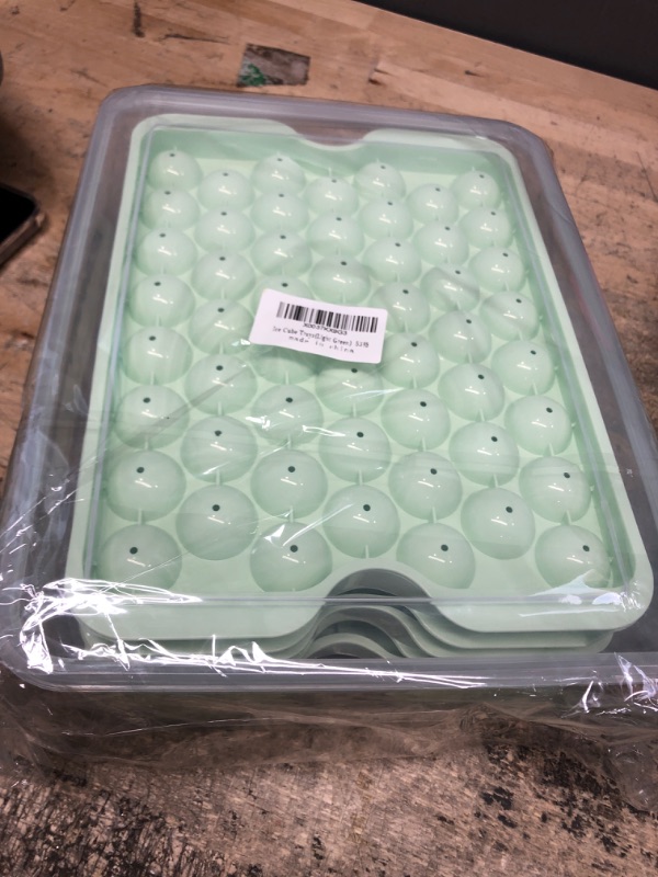 Photo 2 of (pack of 2) Ice Cube Trays 3 Pack, Easy-Release Silicone & Flexible 159 Ice Cubes Trays with Spill-Resistant Removable Lid, for Cocktail, Freezer, Stackable Ice Trays with Covers (Light Green)