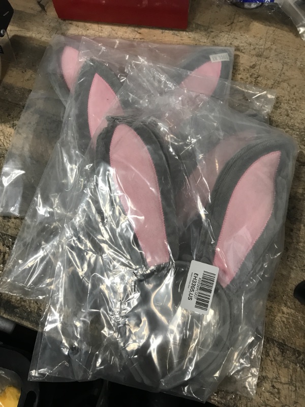 Photo 2 of 3 packs of ELCOHO 2 Pack Bunny Rabbit Headband Easter Bunny Ears Hairbands Fancy Dress Costume Hairbands Plush Rabbit Ears Headband for Easter Bunny Cosplay Decor Party Gift, Grey-pink