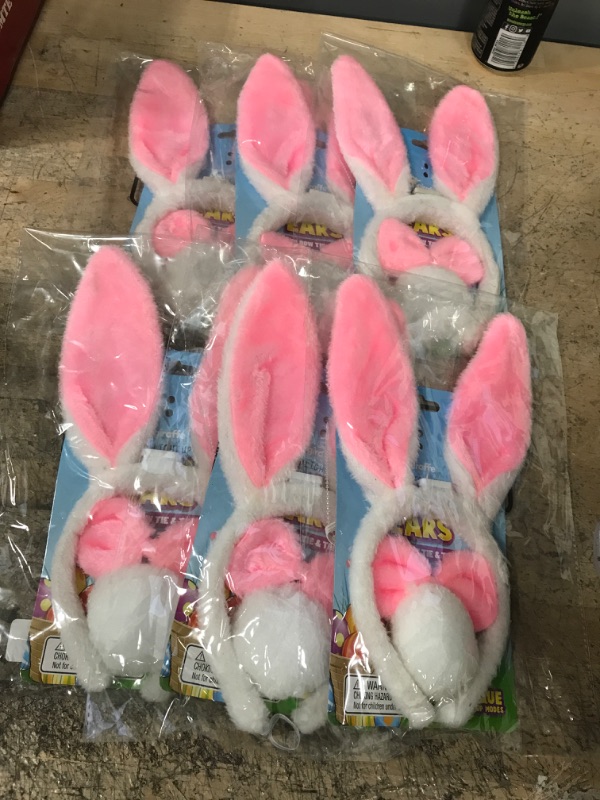 Photo 2 of 6 packs of Kangaroo - Plush LED Furry Easter Bunny Costume Set, Ears, Tail, and Bowtie Cosplay Accessories for Christmas Halloween, and All Party Favor, Pink