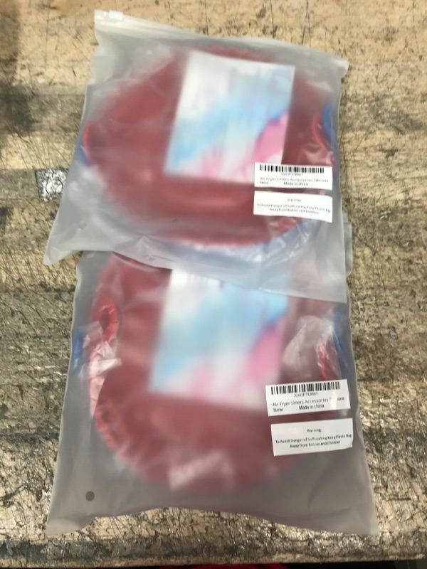 Photo 1 of 2 PACKS OF 2-Pack Silicone Air Fryer Liners, 8in Foldable/Collapsible. Heat Resistant & Easy Cleaning. Fits 3 to 5 Qt Air Fryer. (Blue+Red)