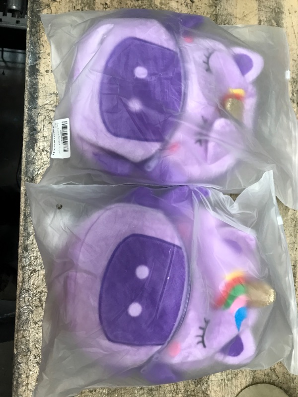 Photo 2 of 2 PACK OF Cute Unicorn Backpack Toddler Backpack, Plush Backpack Animal Backpack kids Cartoon Backpack, Toddler bookbag Mini Travel Bag for Baby Girl Boy 3+ Years, Purple