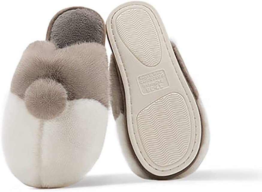 Photo 1 of posee Fuzzy Slippers for Women, Fluffy Non-Slip Corgi Slippers size 6-6.5 Grey