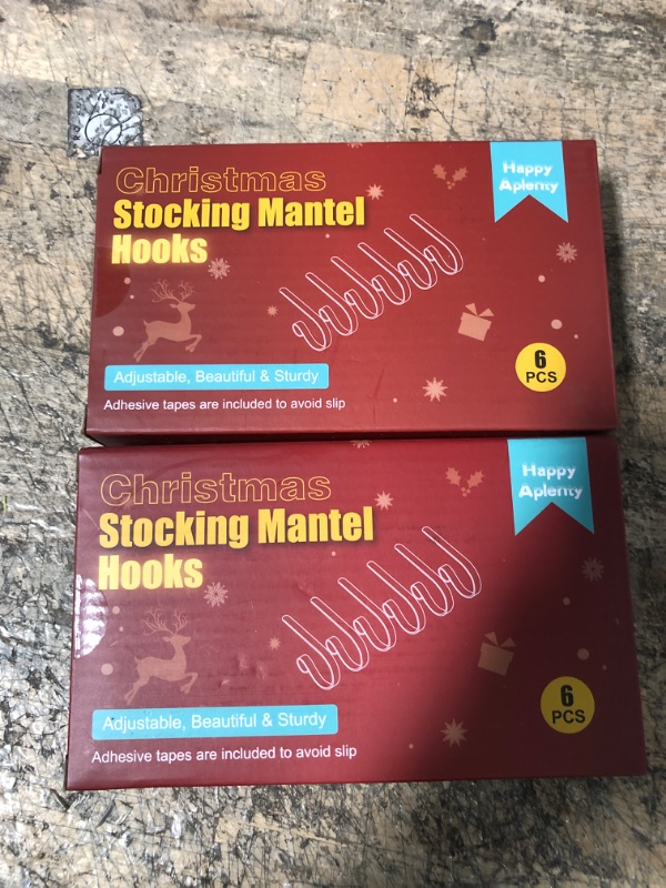 Photo 1 of 2 PACK OF Christmas Stocking Holders for Mantle with 6 Jingle Bells - 6 Pack No-Slip Stocking Hangers, Mantle Fireplace Topper, Stocking Hooks for Mantle Silver