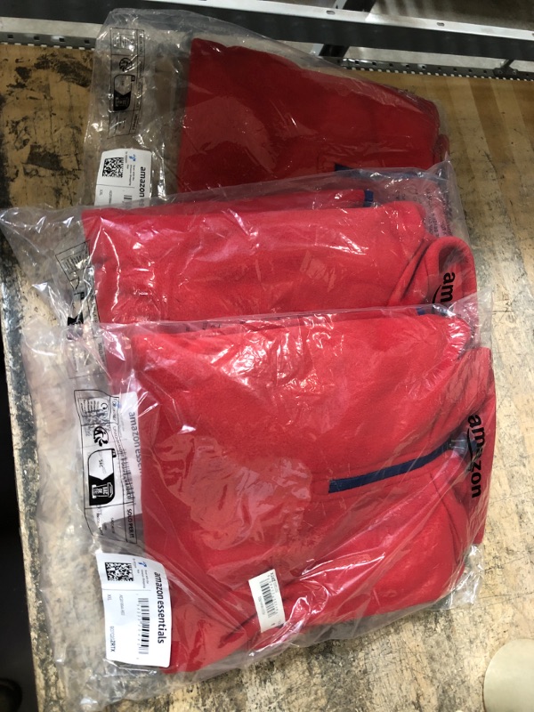 Photo 1 of 3 PACK OF Amazon Essentials Boys and Toddlers' Polar Fleece Quarter-Zip Pullover Jacket Polyester Red XX-Large