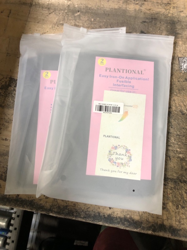 Photo 1 of 2 PACKS OF PLANTIONAL Black Iron-On Non-Woven Fusible Interfacing: 39 x 72 inch Lightweight Non-Woven Interfacing Iron On Polyester Single-Sided Interfacing for DIY Crafts Supplies Lightweight Black