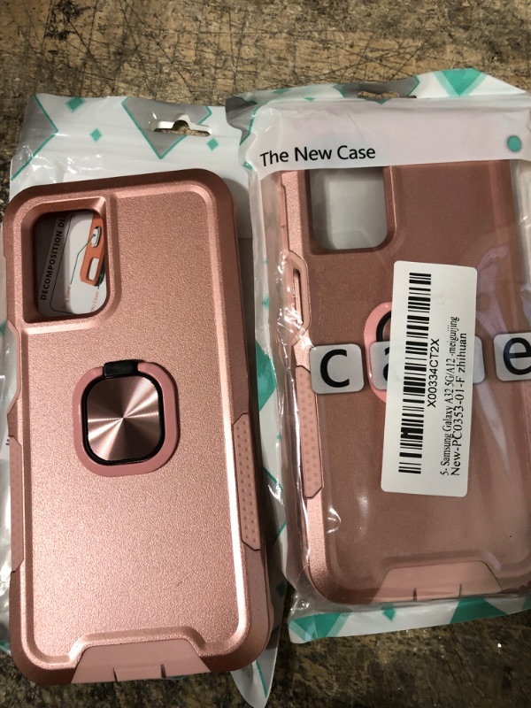 Photo 2 of 2PK Petocase for Galaxy A32 5G Case Heavy Duty Full Body Shockproof Kickstand with 360°Ring Holder Support Car Mount Hybrid Bumper Silicone Hard Back Cover for Samsung Galaxy A32 5G Rose Gold