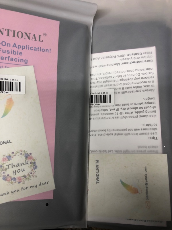 Photo 3 of 2PK PLANTIONAL Black Iron-On Non-Woven Fusible Interfacing: 39 x 72 inch Lightweight Non-Woven Interfacing Iron On Polyester Single-Sided Interfacing for DIY Crafts Supplies Lightweight Black