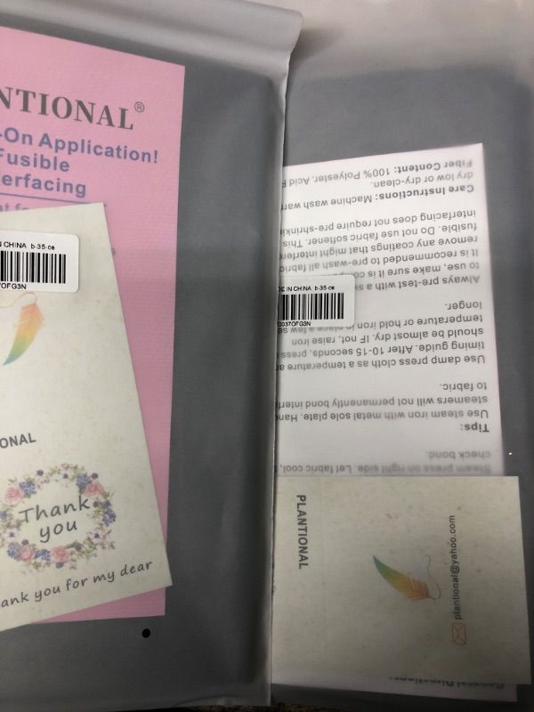 Photo 1 of 2PK PLANTIONAL Black Iron-On Non-Woven Fusible Interfacing: 39 x 72 inch Lightweight Non-Woven Interfacing Iron On Polyester Single-Sided Interfacing for DIY Crafts Supplies Lightweight Black