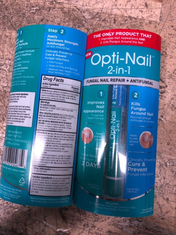 Photo 2 of *EXP- 07/2023* 2PK Opti-Nail 2-in-1 Fungal Nail Repair Plus Antifungal, Improves Nail Appearance and Kills Fungus Around Nail.