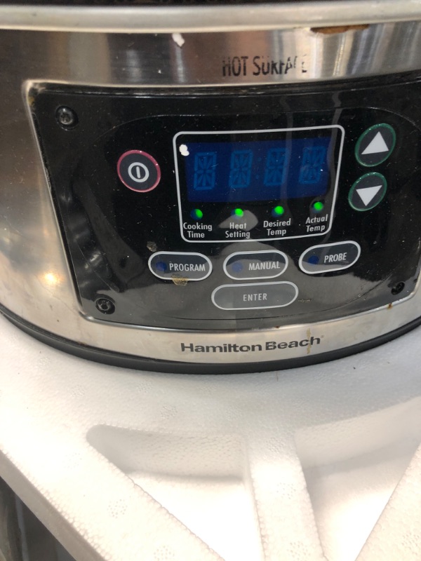 Photo 5 of ***POwers On***Hamilton Beach Portable 6-Quart Set & Forget Digital Programmable Slow Cooker with Lid Lock, Temperature Probe, Stainless Steel Temperature Probe Stainless Steel Programmable Slow Cooker