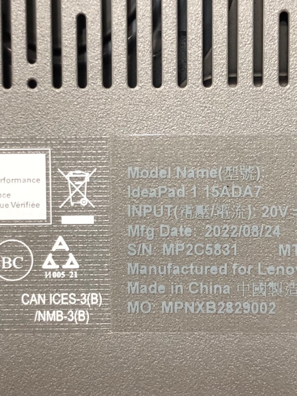 Photo 5 of **UNABLE TO RESET ***Lenovo IdeaPad 1 15.6" HD Laptop, AMD Athlon Silver 3050U, 4GB RAM, 128GB eMMC, Windows 11 Home, Cloud Grey 4GB RAM | 128GB eMMC