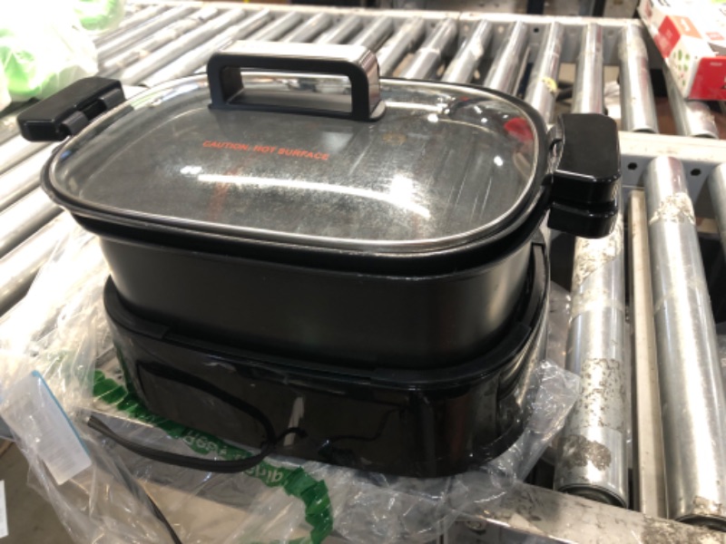 Photo 1 of GreenPan Matte Black 8-in-1 Skillet Grill & Slow Cooker, Presets to Saute Steam Stir-Fry and Cook Rice, Healthy Ceramic Nonstick and Dishwasher Safe Parts, Easy-to-use LED Display