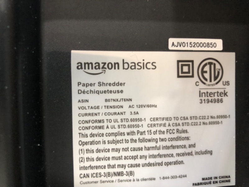 Photo 6 of PARTS ONLY *** Amazon Basics 150-Sheet Autofeed Micro-Cut Paper Shredder 150 Sheet Shredder