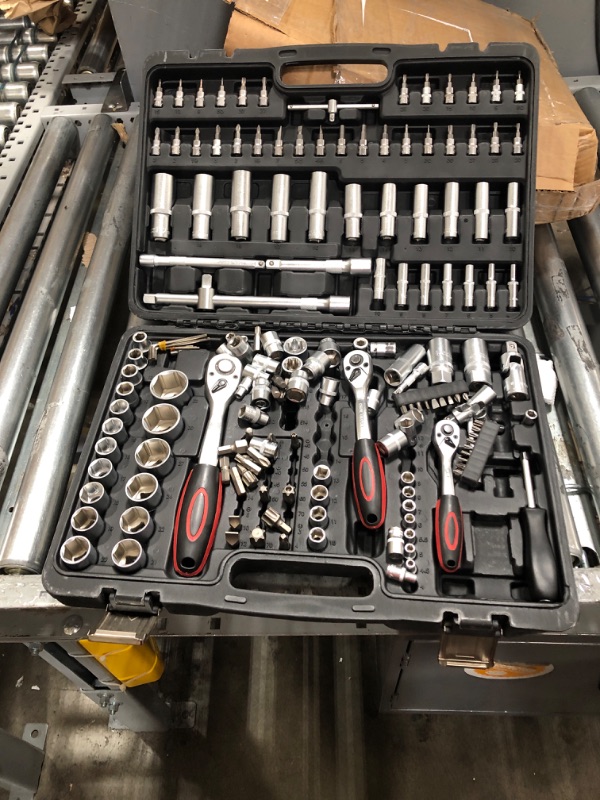 Photo 2 of 171 Piece Tools For Mechanics,Socket Set Metric ?Sae?And Standard 1/4, 3/8 And 1/2 Socket Set,And Ratchet Set,Socket Bit,Universal Joint,72 Tooth Ratchet Wrench, Small Portable Tool Store Box