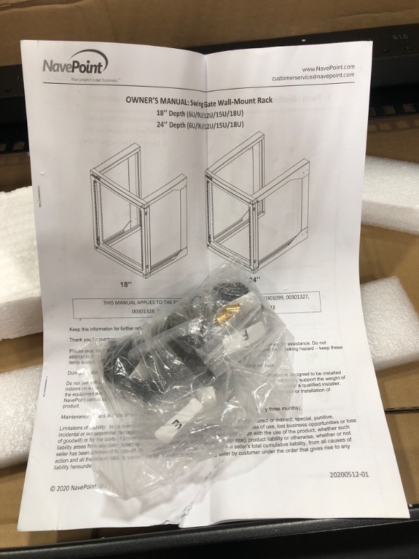 Photo 3 of NavePoint 18U Wall Mount Open Frame Network Rack, Swing Out Hinged Gate,24 Inch Depth, Holds Network Servers and AV Equipment, Easy Rear Access to Equipment, Gate Opens 180 Degrees from Either Side