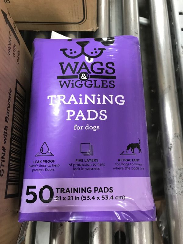 Photo 2 of Wags & Wiggles Training Pads For Dogs, 50 Count | Puppy Pee Pads For Dogs | Dog and Puppy Supplies | Dog Training Pads, Strong and Absorbent Training Pads 21" x 21" - 50 Count