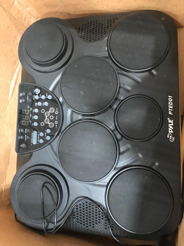 Photo 3 of *UNFUNCTIONAL*- FOR PARTS*- Pyle Portable Drums, Tabletop Drum Set, 7 Pad Digital Drum Kit, Touch Sensitivity, Wireless Electric Drums, Drum Machine, Electric Drum Pads, LED Display, Mac & PC - PTED01
