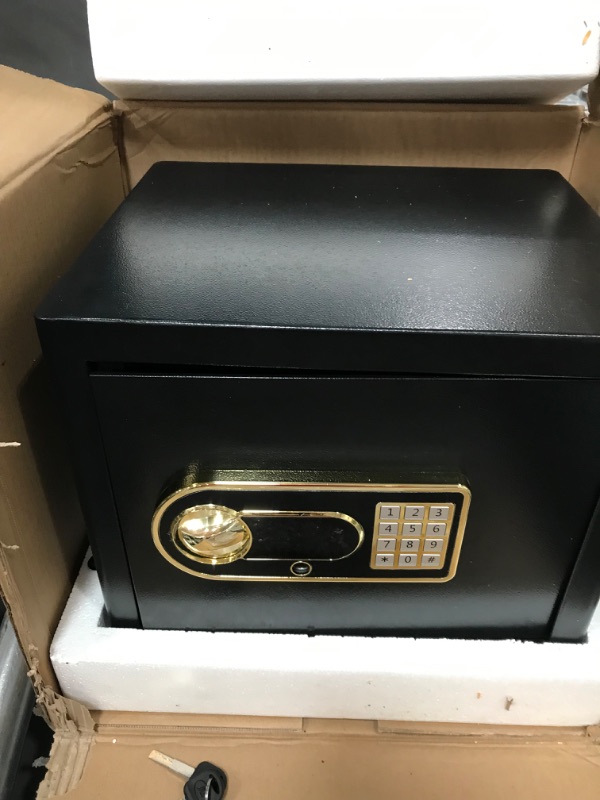 Photo 2 of 1.2Cub Fireproof Safe with Waterproof Fireproof Money Bag, Safe Box with Digital Keypad Key and Emergency Battery Box, Home Safe for Cash, Jewellery, Important Documents, Guns or Medicines 1.2Cub Black