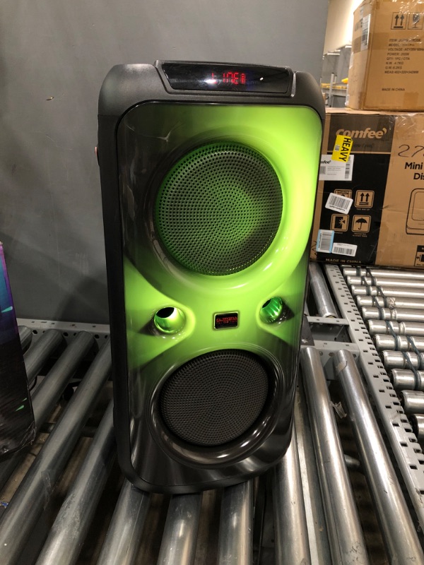 Photo 2 of ELIRIRA Dual 8" Subwoofer,Portable Outdoor BT Party Loud Karaoke Speaker PA System?Wireless Microphones,Remote?Recording, Ten Kinds of DJ Lights,Bass Boost Supports TWS/REC/AUX/MP3/USB/TF/FM
