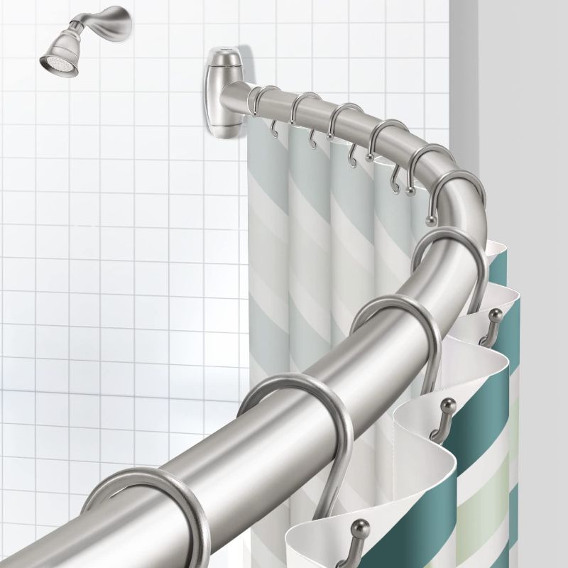 Photo 1 of 
Curved Shower Curtain Rod, TENOVEL Round Adjustable