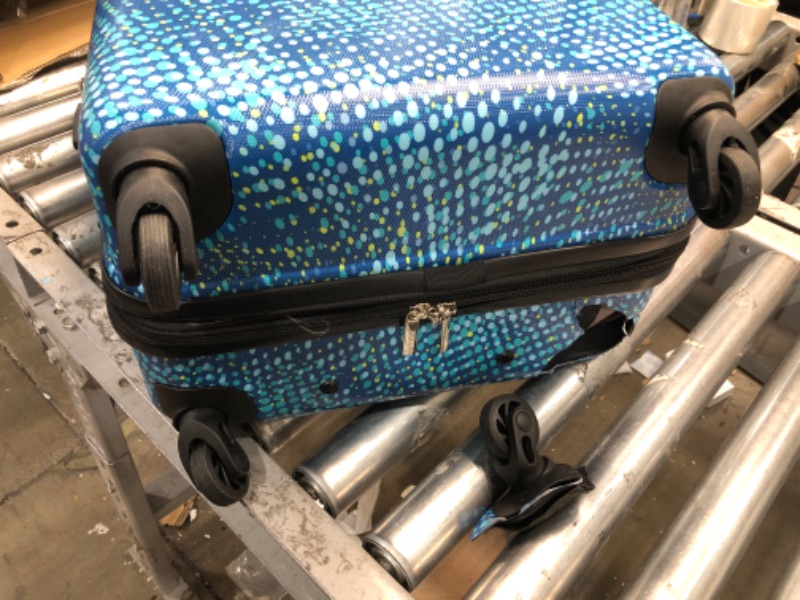 Photo 3 of *Major Damage to One Wheel* American Tourister Moonlight Hardside Expandable Luggage with Spinner Wheels, Blue Dots, 2-Piece Set (21/24) 2-Piece Set (21/24) Blue Dots