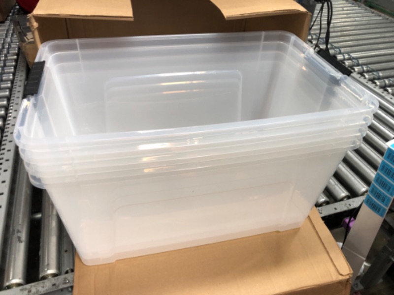 Photo 1 of 16x25x12 Plastic Bins With Lids 4 Pack