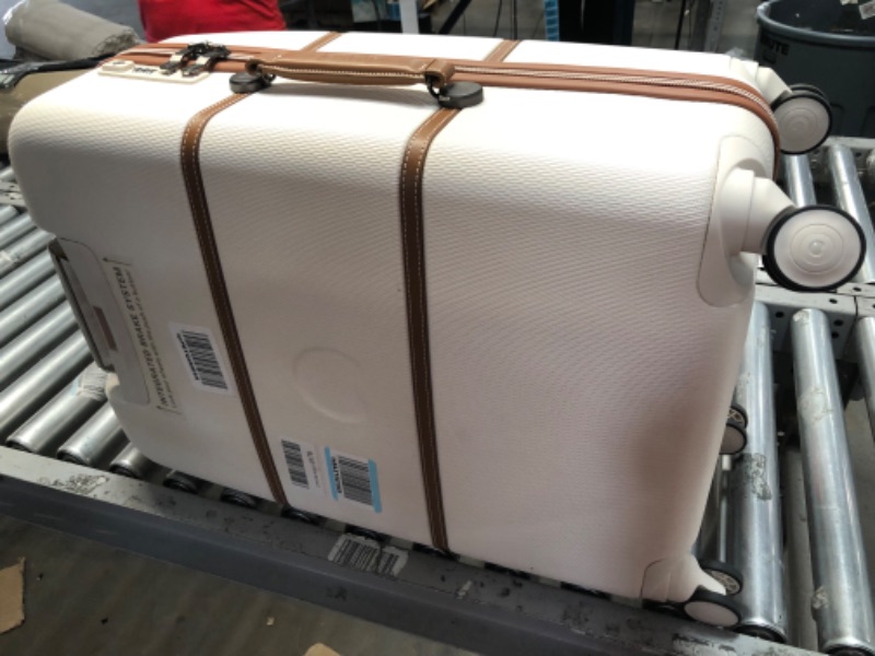 Photo 4 of **MISSING KEYS, UNABLE TO OPEN, NO MANUAL**DELSEY Paris Chatelet Hardside Luggage with Spinner Wheels, Champagne White, Checked-Medium 24 Inch, with Brake Checked-Medium 24 Inch, with Brake Champagne White