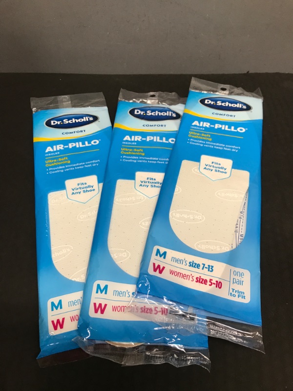 Photo 2 of BUNDLE OF 3 - Dr. Scholl's AIR-PILLO Insoles // Ultra-Soft Cushioning and Lasting Comfort with Two Layers of Foam that Fit in Any Shoe - One pair