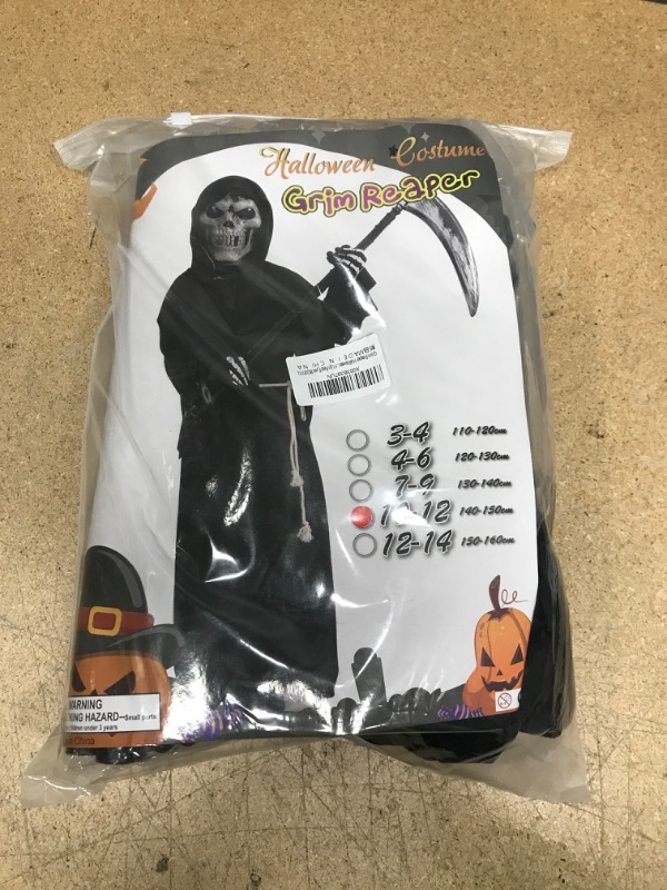 Photo 2 of Grim Reaper Halloween Costume for Kids Scream Costume with Light Up Red Eyes 10-12 Years