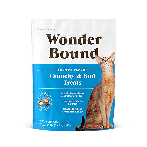 Photo 1 of Amazon Brand - Wonder Bound Crunchy & Soft Cat Treats, Salmon Flavor, 30 Oz