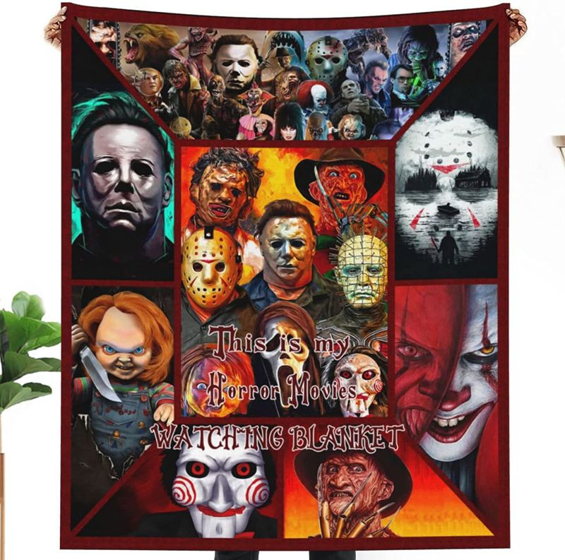 Photo 1 of *Not Exact To Stock-Similar Blanket* Horror Soft Throw Blanket Halloween Scary Movies Fans Blankets Breathable Lightweight Throws Blanket for Couchs Sofas Beds 60"X50"-3
