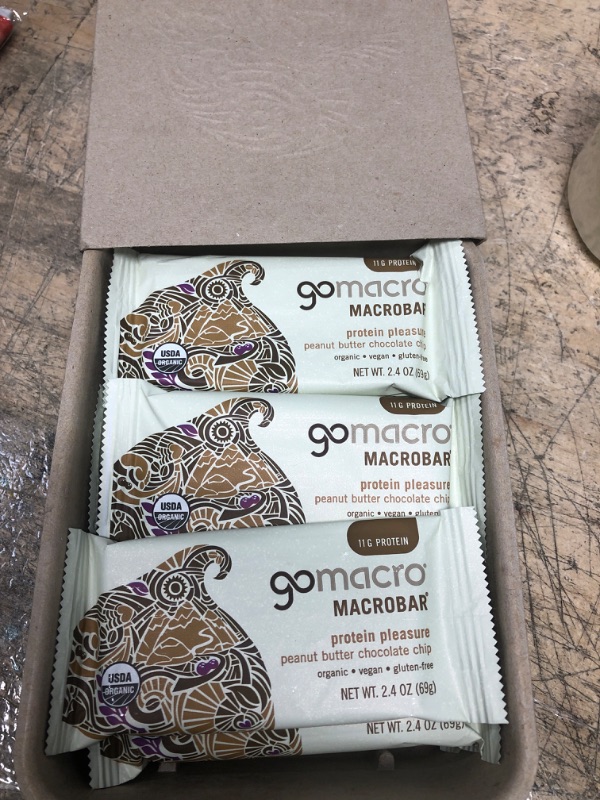 Photo 3 of *Expired Mar 21 2023* GoMacro MacroBar Organic Vegan Protein Bars - Peanut Butter Chocolate Chip (2.4 Ounce Bars, 12 Count)