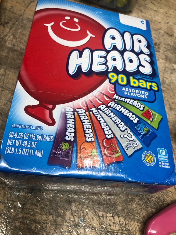 Photo 2 of Airheads Candy Bars, Variety Bulk Box, Chewy Full Size Fruit Taffy, Back to School, Halloween, Non Melting, Concessions, Parties, 90 Individually Wrapped Full Size Bars (Packaging May Vary) 90 Count (Pack of 1)