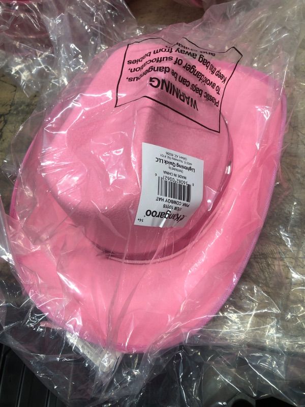 Photo 1 of Kangaroo Cowboy Hat with Pull-on Closure, Cowboy Hat for Men and Women, Felt Cowboy Hat, Cowboy Hats for Adults, Cowgirl Hat Pink