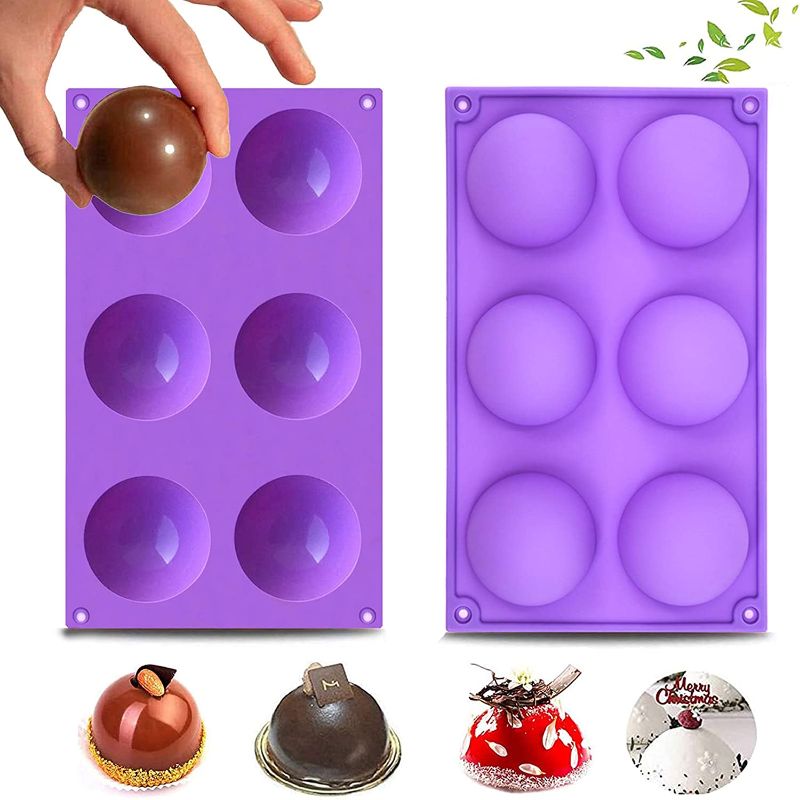 Photo 1 of 2 Pack Bundle Hot Cocoa Bomb Mold 2.5in Silicone Molds Hot Chocolate Bomb Mold Large Sphere Silicone Mousse Mold Ball for Baking, 6 Holes Half-Sphere Silicone Mold for Making Chocolate Dome Mousse 2PCS Red