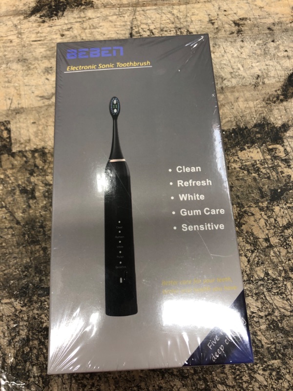 Photo 2 of BEBEN Sonic Electric Toothbrush, IPX7 Toothbrush Electric with Long Battery Toothbrush Life for 60 Days, Rechargeable Electronic Toothbrush Set with 5 Tooth Brush Heads-Black