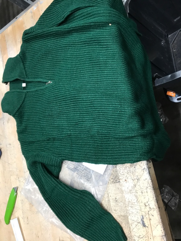 Photo 2 of Anrabess Womens green knitted sweater with zipper