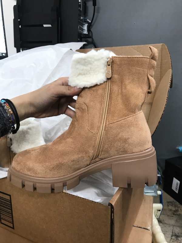 Photo 2 of GOUPSKY Winter Snow Boots for Women Warm Suede Chunky Block Heel Lace Up Faux Fur Outdoor Mid-Calf Ankle Booties, SIZE 6.5
