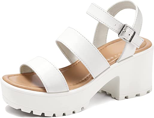 Photo 1 of *NOT exact stock photo, use for reference*
Women's Platform Sandals Ankle Strap Open Toe Lug Sole 2 Inch Chunky Block Heeled Sandals (11)