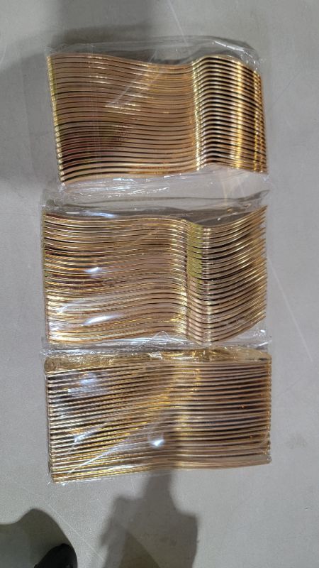 Photo 2 of 150 PCS Gold Plastic Plates with Silverware, Clear Disposable Plastic Dinnerware for, Unique Gold Rims Design,