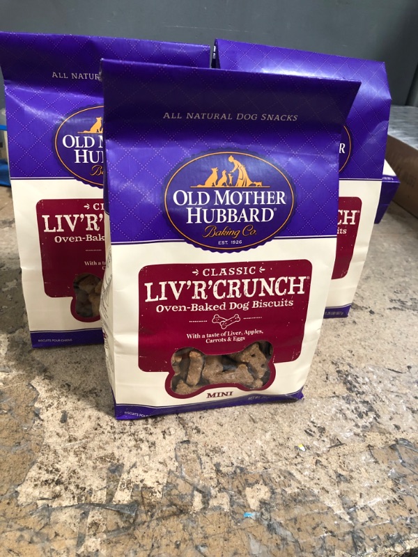 Photo 2 of *EXPIRE March 2023*
Old Mother Hubbard Classic Crunchy Natural Dog Treats, Liv'R'Crunch Mini Biscuits, 20-Ounce Bag (3 bags)
